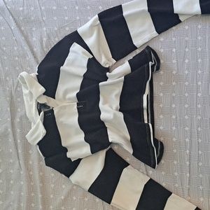 Stripped Collar Long Sleeved Shirt Black and White Forever 21 Size S
